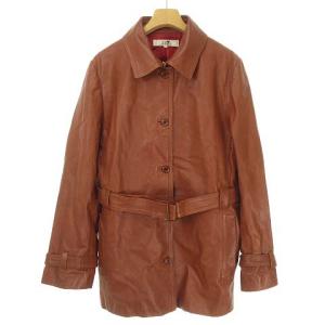 Vingt-Trois レザー トレンチコート ミドル丈 牛革 46 ブラウン 茶 ECM