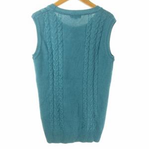 Paul Stuart ケーブル ニット ベスト セーター M 水色 ライトブルー IBO36 0314