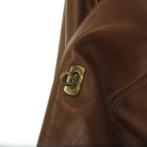 Salvatore Ferragamo レザー ジャケット コート ガンチーニ 金具ボタン 50 ブラウン 茶 IBO37