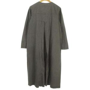 agnes b. フランス製 グラフチェック プリーツ フレアー ロング シャツ ワンピース コットン 1 ブラック系 IBO37