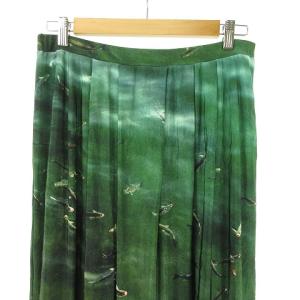 agnes b. 2019 スカート 膝丈 転写 プリント 魚 3 緑 グリーン IBO37 0327