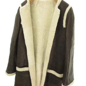 PAULE KA ムートン ノーカラー コート シープスキン 美品 38 ダークブラウン IBO37