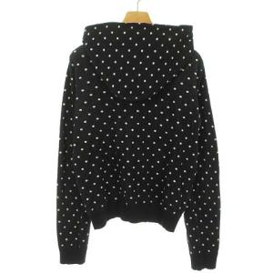 agnes b. フランス製 コットン ニット ジップアップ パーカー トップス ドット柄 2 ブラック IBO37