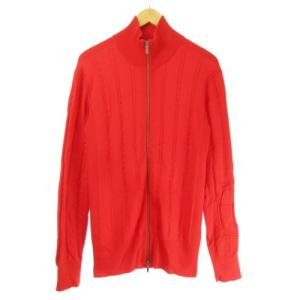 美品 ニット セーター フルジップ LB-RA-38108 赤 レッド 52 XL位 0330