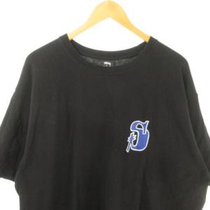STUSSY FUNKY S Tシャツ TEE 半袖 メキシコ製 黒 青 ブラック ブルー XL 0403