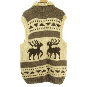 KANATA カウチン ニット セーター ベスト トナカイ柄 ベージュ 0404
