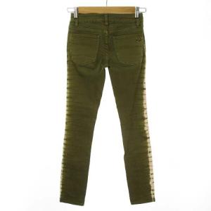 TORY BURCH スキニー ジーンズ パンツ ボトムス ストレッチ サイド タイダイ柄 23 オリーブ IBO37