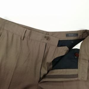 PRADA 千鳥格子 ウール スラックス トラウザー パンツ 48 ダークオリーブ系