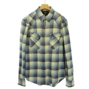 22年製 ブラッドツイル オンブレ チェックウエスタンシャツ S ブルー