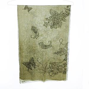 Faliero Sarti ストール ショール ペイズリー × スカル × バタフライ ドクロ 蝶 総柄 大判 長方形 ITALY製 カシミヤ混 ファッション小物