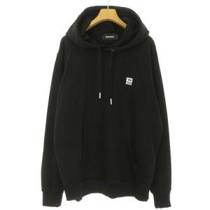 S-GIRK-HOOD-K21 スウェット プルオーバー パーカー ワンポイント ロゴ 美品 L ブラック IBO39