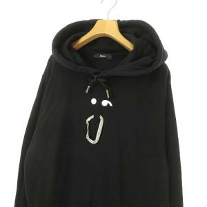 DIESEL F-ANG-HOOD-S1 美品 スウェット プルオーバー パーカー トップス カラビナ オーバーサイズ L ブラック IBO39