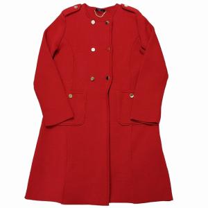 Deuxieme Classe ノーカラーニットジャケット コート 金ボタン レッド サイズ表記なし 約M?L 0502