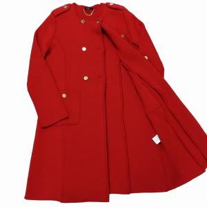 Deuxieme Classe ノーカラーニットジャケット コート 金ボタン レッド サイズ表記なし 約M?L 0502