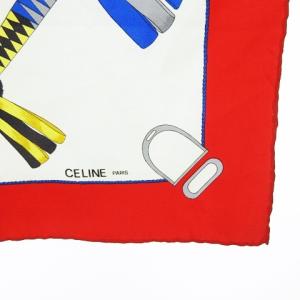 CELINE スカーフ スクエア ロゼット柄 馬車柄 馬具柄 ロゴマーク ロゴ 大判 総柄 正方形 ストール ショール ファッション小物