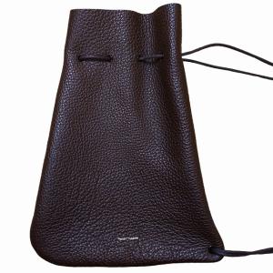 Hender Scheme 美品 zacc ザック シボ型押し 巾着 ショルダーバッグ ダークブラウン 0510