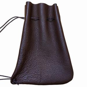 Hender Scheme 美品 zacc ザック シボ型押し 巾着 ショルダーバッグ ダークブラウン 0510