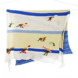 KAPITAL ストール ショール サーフマフラー EK-878 サーファー柄 砂浜柄 縮絨ウール 大判 ファッション小物