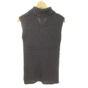 agnes b. 美品 ノースリーブ ニット セーター ショールカラー プルオーバー 灰 グレー 1 S位 IBO39 0518