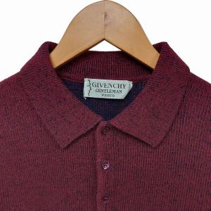 GIVENCHY ジェントルマン ヴィンテージ ポロニット セーター ボルドー 約M?L 0518 IBO39