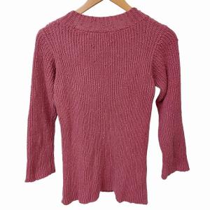 agnes b. ニット セーター Vネック ミドルゲージ 朱色 サイズ表記なし 約M 0518 IBO39