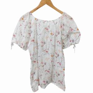 agnes b. チュニック ブラウス パフスリーブ 花柄 総柄 ホワイト 2 0530