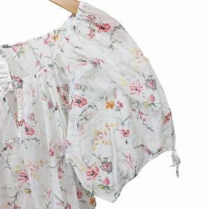 agnes b. チュニック ブラウス パフスリーブ 花柄 総柄 ホワイト 2 0530