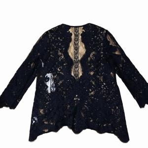GRACE CONTINENTAL タグ付 チュールレースカーディガン 羽織り 刺繍 ブラック 36 0526
