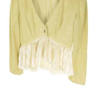 EMPORIO ARMANI スウェード プリーツ フリル ドッキング ジャケット 黒タグ 40 クリーム系