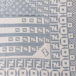 FENDI シルク ズッカ柄 大判スカーフ ストール FF柄 総柄 グレー ホワイト 0523