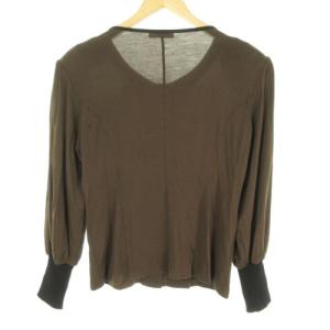 YVES SAINT LAURENT カーディガン ウール リボン 茶 ブラウン M IBO37 0604