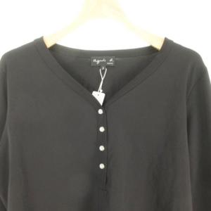 agnes b. 2020 カットソー ヘンリーネック EAE1JX74 E20 黒 ブラック 3 L位 IBO37 0604