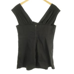 PRADA 美品 キャミソール トップス シャツ生地 リボン 黒 ブラック 44 S位 IBO39 0602