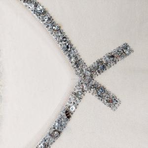 Max Mara カシミヤ混 ニット セーター 後ろV ビジュー スパンコール ビーズ アイボリー S 0606 IBO39