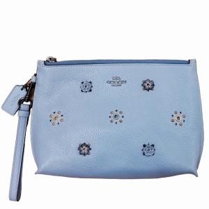 72399 クラッチバッグ ポーチ スタッズ パンチング フラワー シボレザー ミスト 0606