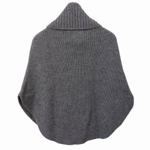 MAX&CO. アルパカ混 タートネック ニット ケープ ポンチョ グレー M 0613 IBO39