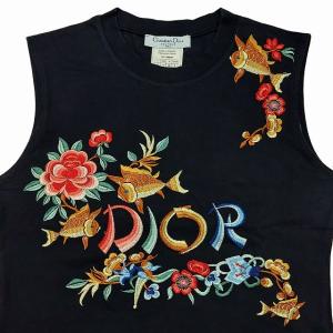 Christian Dior 1H12155301 ノースリーブ カットソー ロゴ 刺繍 ブラック 40