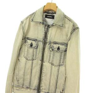 DIESEL ジップアップ デニム ジャケット ブリーチ加工 コットン M ブルー IBO39
