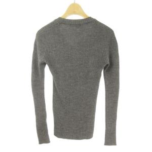 ESTNATION 美品 リブ ニット ウール 長袖 灰 グレー 38 M位 IBO40 0619