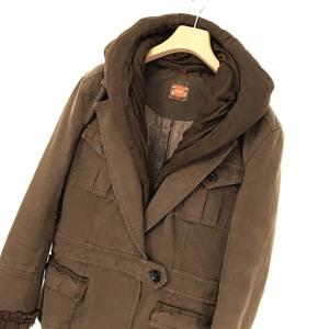 HUGO BOSS ジャケット ブルゾン レイヤード フード ショール 38 ブラウン IBO40