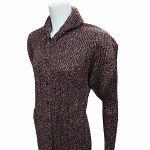 イッセイミヤケ プリーツ ショールカラーカーディガン プリント ブラウン 4 0624 IBO41