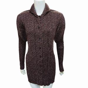 PLEATS PLEASE ISSEY MIYAKE イッセイミヤケ プリーツ ショールカラーカーディガン プリント ブラウン 4 0624 IBO41