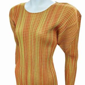 極美品 イッセイミヤケ プリーツ カットソー トップス チェック 総柄 マルチカラー 3 0624 IBO41