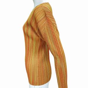 PLEATS PLEASE ISSEY MIYAKE 極美品 イッセイミヤケ プリーツ カットソー トップス チェック 総柄 マルチカラー 3 0624 IBO41