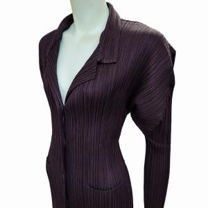 イッセイミヤケ カーディガン ブラウス シャツ プリーツ 3 ブラウン