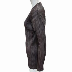 PLEATS PLEASE ISSEY MIYAKE 美品 イッセイミヤケ プリーツ カーディガン ブラウス シャツ ブラウン 3 0630 IBO41
