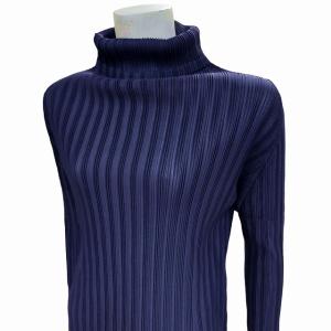 美品 イッセイミヤケ プリーツカットソー ハイネック トップス パープル 3 0628 IBO41