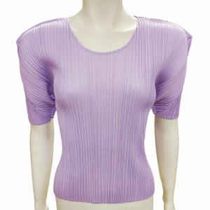 PLEATS PLEASE ISSEY MIYAKE 美品 イッセイミヤケ プリーツカットソー クルーネック 半袖 トップス ライトパープル 3 0628 IBO41