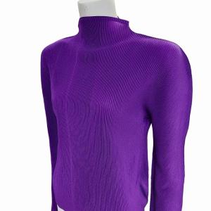 美品 イッセイミヤケ プリーツ カットソー Tシャツ トップス パープル 3 0630 IBO41