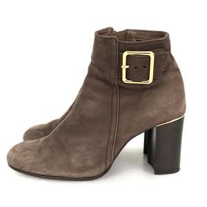 ショート ブーツ ブーティ ベルトモチーフ ヌバックレザー 23cm ブラウン 茶 IBO41